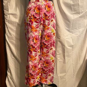 Jones New York Floral Pants Size 14 Pink Floral
